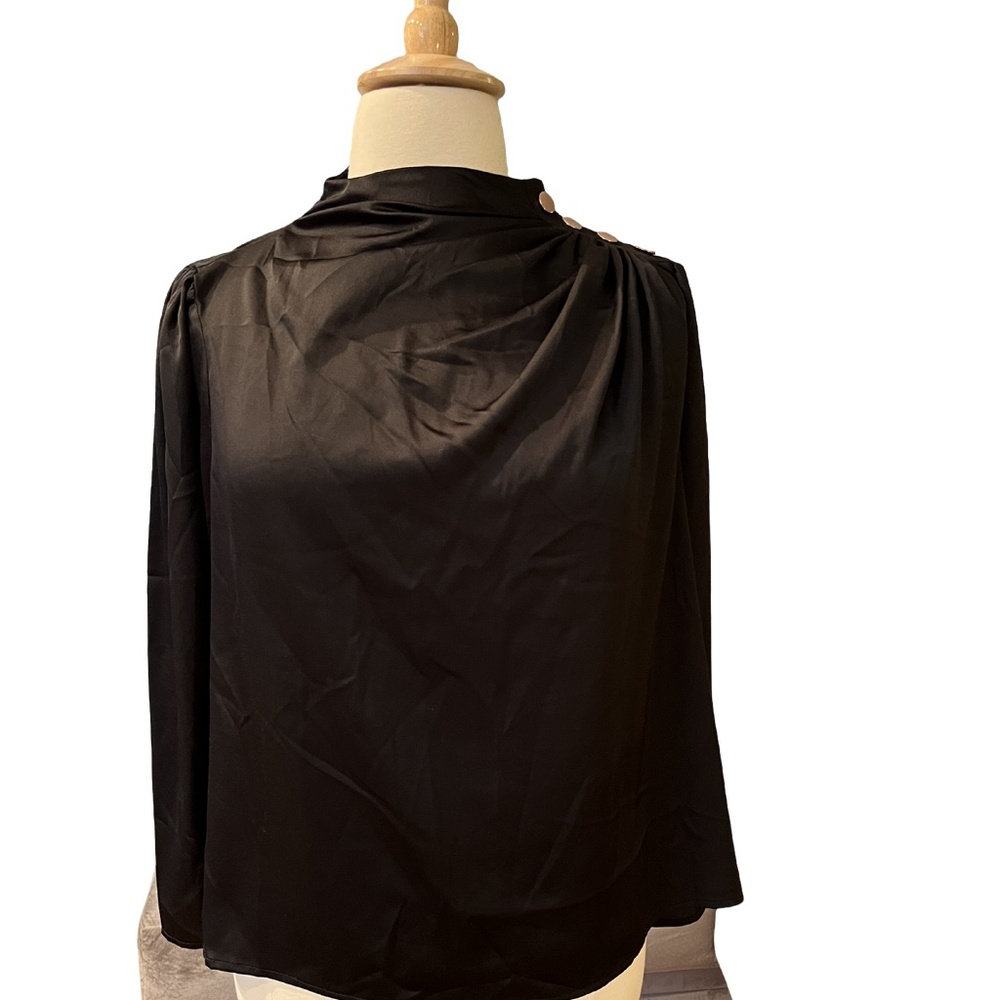 Eloquii Black Satin Blouse Size 18